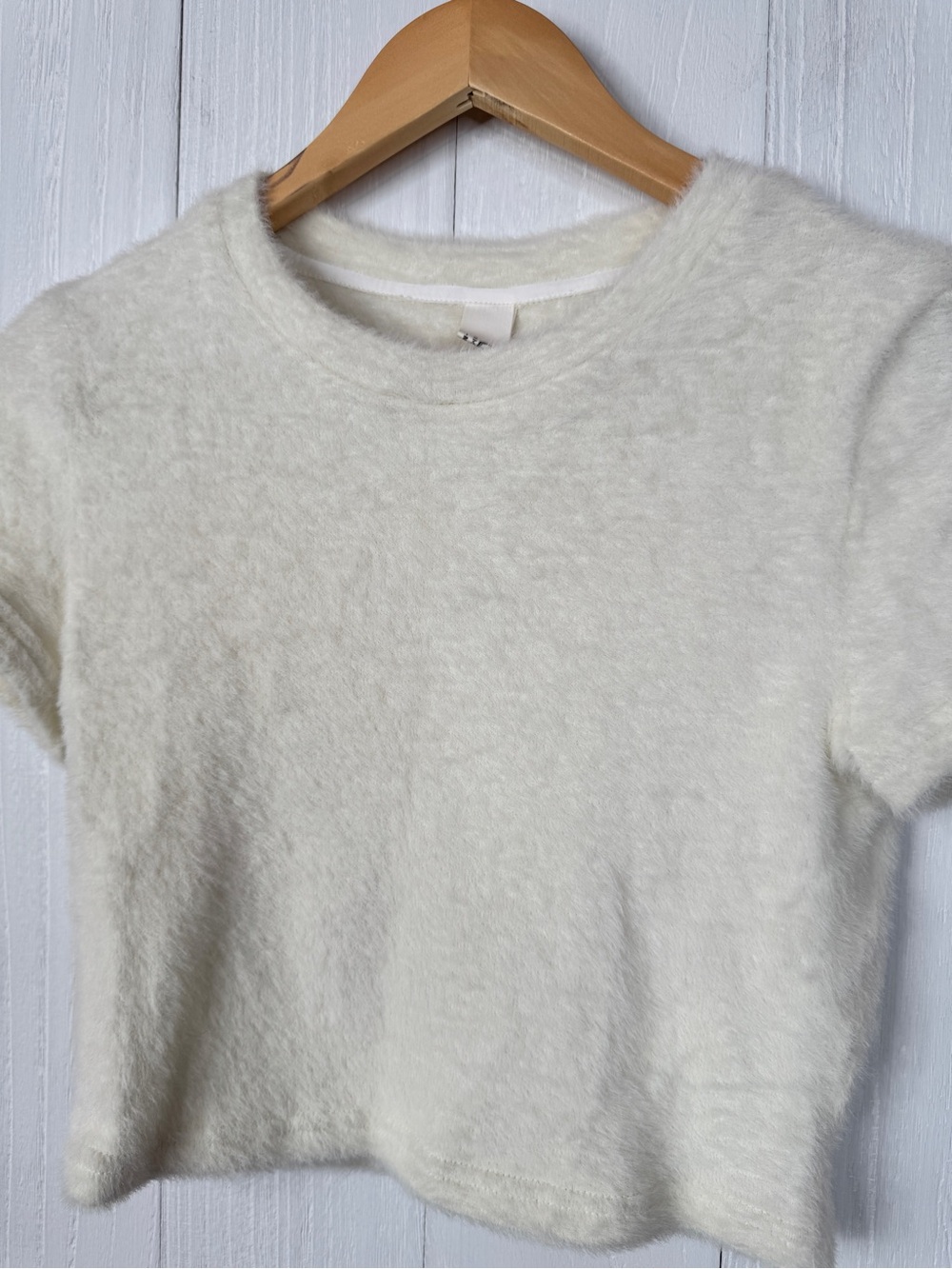 Commense Cream Fuzzy Knit Top